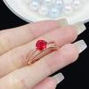 BELLA BOX Simple Rose Gold Three-layer Winding Group Set Ruby Ring Suitable For Women's Daily Party High-end Jewelry