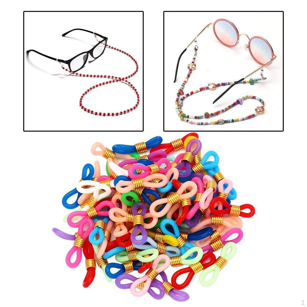 50 Pcs Eyeglasses Chain Ends Anti Silicone Rubber Connector Holder Retainer for Eyeglass Necklace