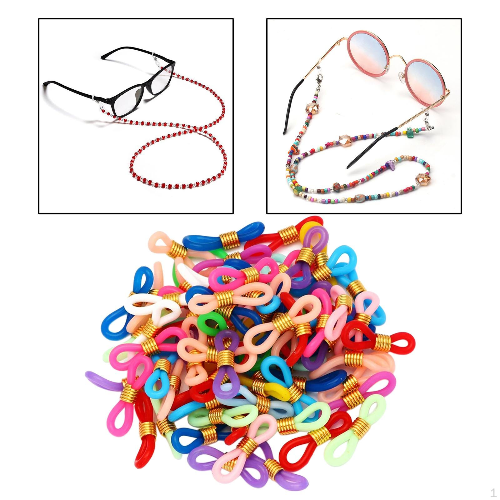 

50 шт. Концы цепи для очков, анти-силиконовая резина, держатель разъема, фиксатор для ожерелья для очков Mixed color