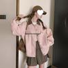 Women's Pink Suede Casual Jacket - Spring/Autumn 2025, Petite College Style