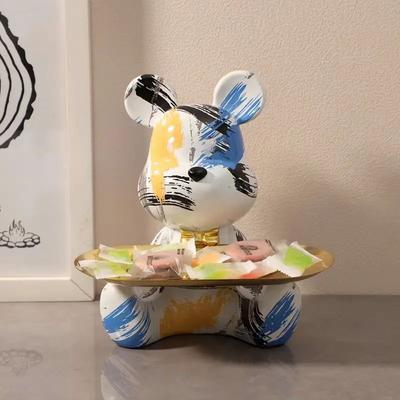 18.5cm Graffiti Neue Bärenfigur Heimdekoration Tierstatue Schlüsselablage Modernes Raumskulptur Tischdeko Statuen