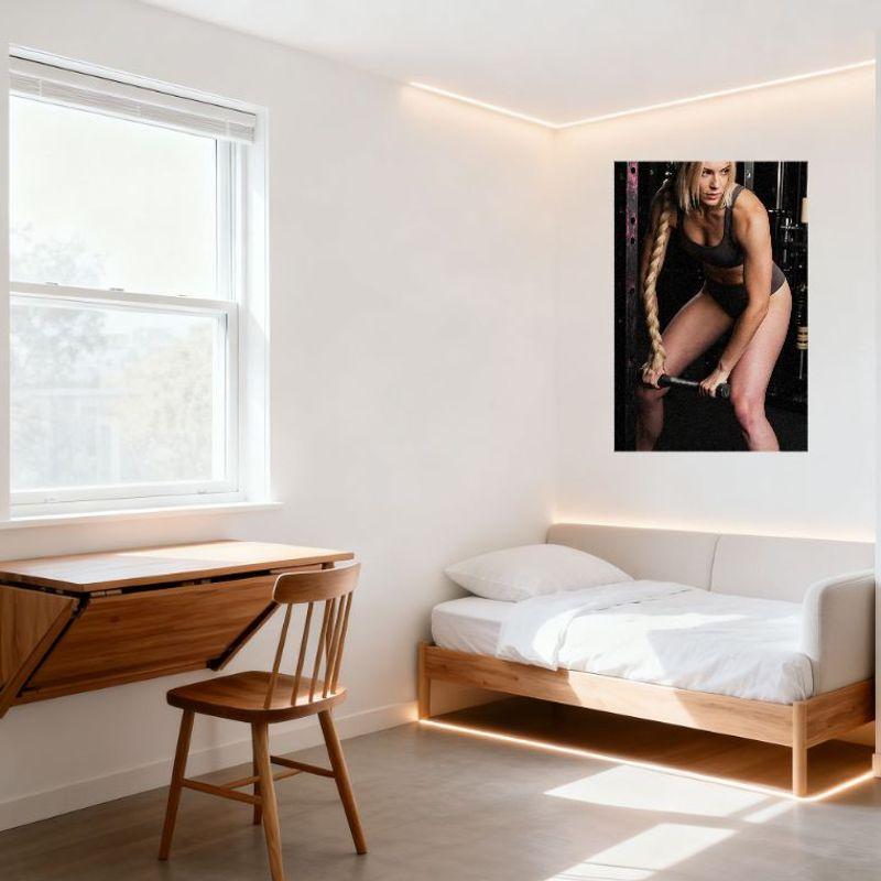 Donna Bionda Sexy con Treccia Allenamento in Palestra Allenamento di Forza Targa in Latta Decorazione Murale Metallica Vintage per Palestra di Casa Bar Pub Appassionato di Fitness