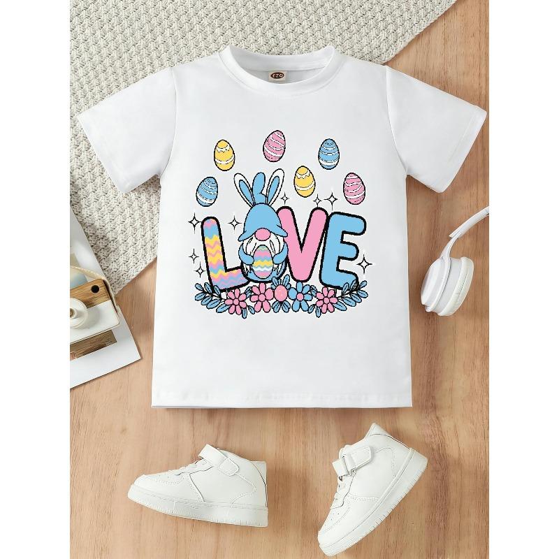 

European sizes Adorable Summer Top Featuring an Easter Bunny Design for Kids, Perfect for Both Indoor And Outdoor Activities 164cm білий