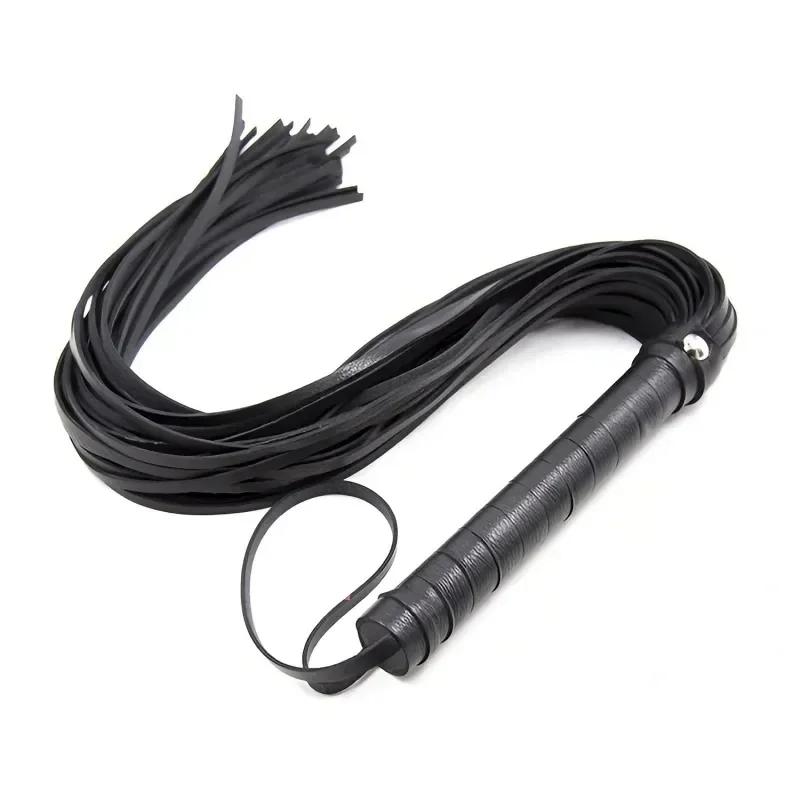 Erotic Black and Red Leather Tassel Whip SM Bondage Couple Toys Sex Supplies