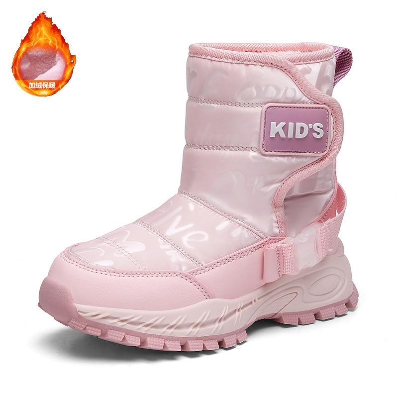 2025 Kinder Schneestiefel Winter Outdoor Jungen und Mädchen Fleece Verdickt Warm Hoher Schaft Baumwollstiefel 2025