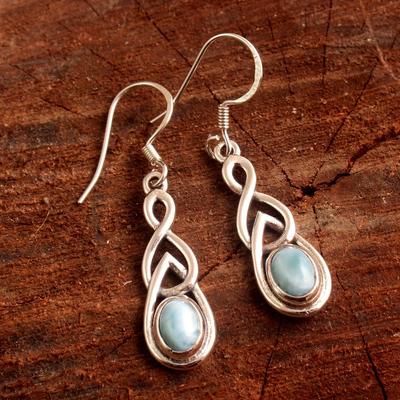 Boucle d'oreille Larimar, Bijoux en argent, Boucle d'oreille faite à la main, Cadeaux pour elle, Argent sterling 925, Bijoux en pierres précieuses