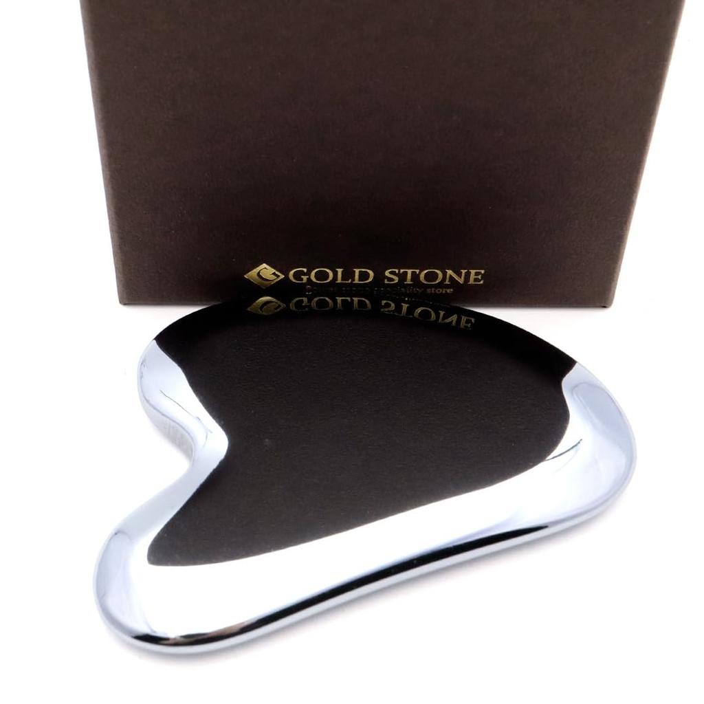 Gua Sha Plate for Face and Terahertz Body Facial No Holes [GOLD STONE] Body, Mineral, Massage, Slimming, Beauty, M-Shaped,