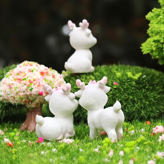 Miniature Deer Figurines Tiny Cartoon Resin Forest Animal Figures for Crafts Fairy Garden Accessories Cake Toppers