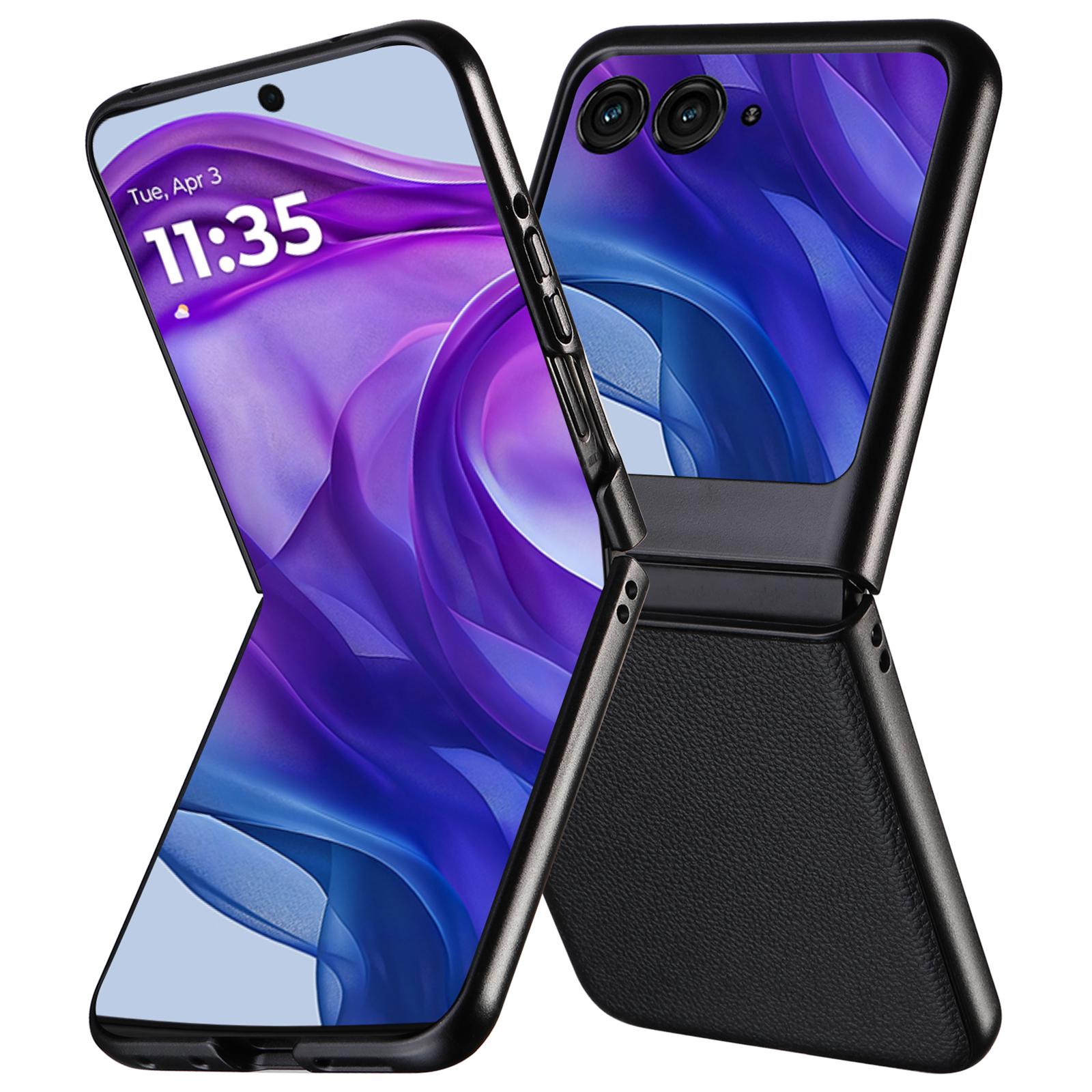 

For Motorola Razr 50 5G Case Anti-Drop Litchi Texture PU+Hard PC Phone Cover Black