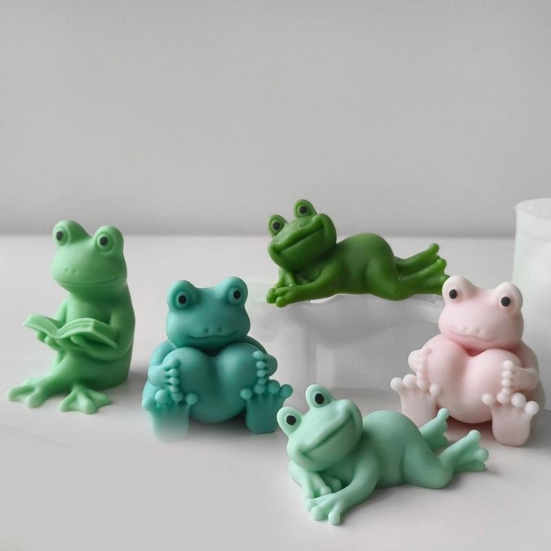 Leicht zu reinigende Silikon-Tierform für Kerzenherstellung 3D Froschform Ornament Perfektes Geschenk für Bastelbegeisterte