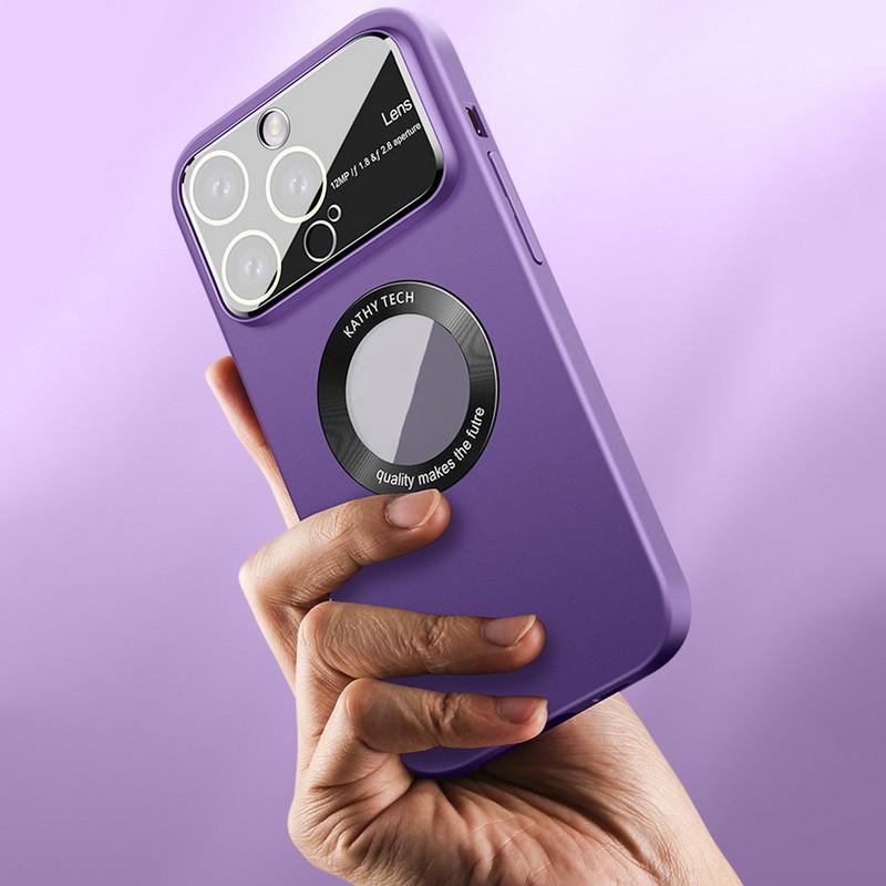 

HD Стеклянный объектив Пленка Тонкий Чехол для iPhone 14 Pro Max 13 12 Чистый цвет Матовый магнитный задний чехол Ударопрочная крышка