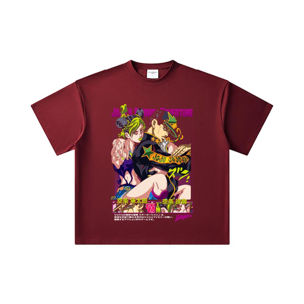 260 GSM Double Yarn 32 Count 100% Cotton Jojos Bizzare V1 Jotaro Jolyne Print Unisex Heavy Cotton T Shirt