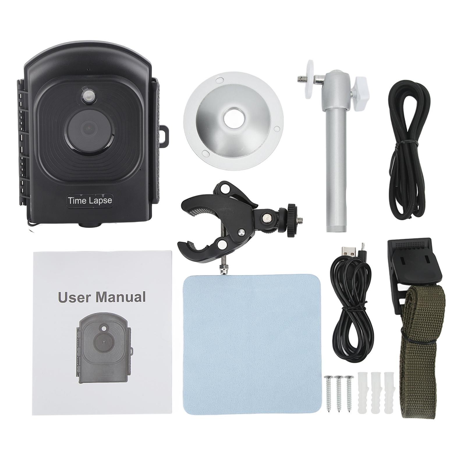 

Time Lapse Camera 1080P HD 2.4in TFT Screen Outdoor Recording Time Lapse Camera Low Light Full Color Wide Angle Lens