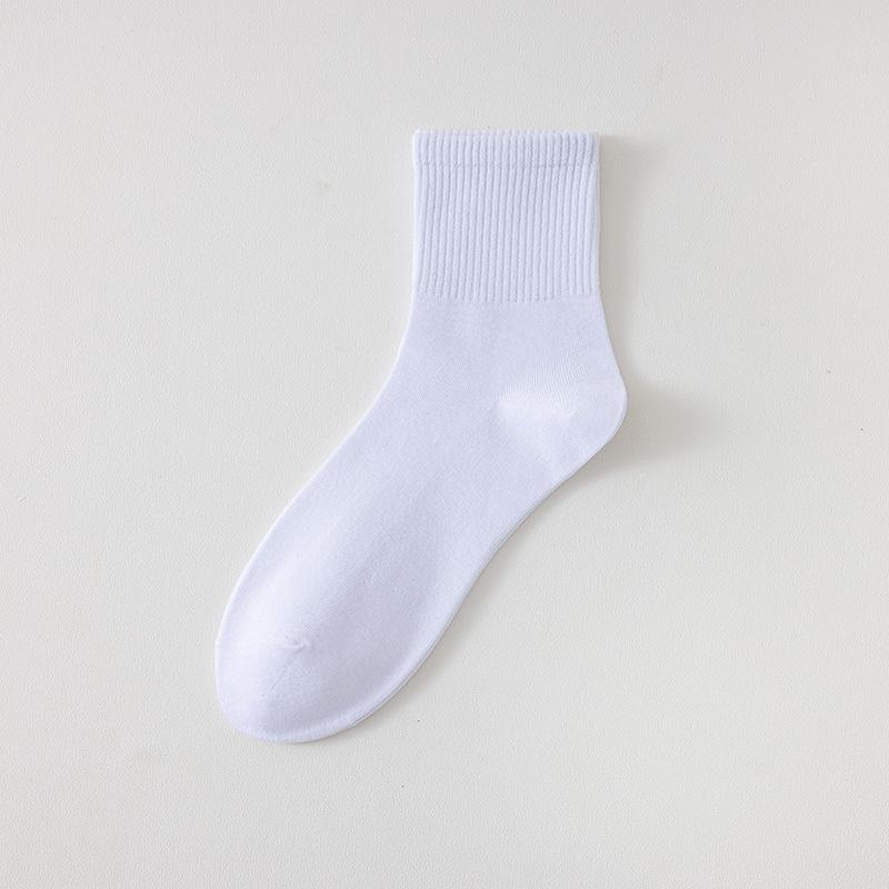Unisex Mid-Tube Sports Socks - Black, White, Gray, Soft Cotton, Simple Design