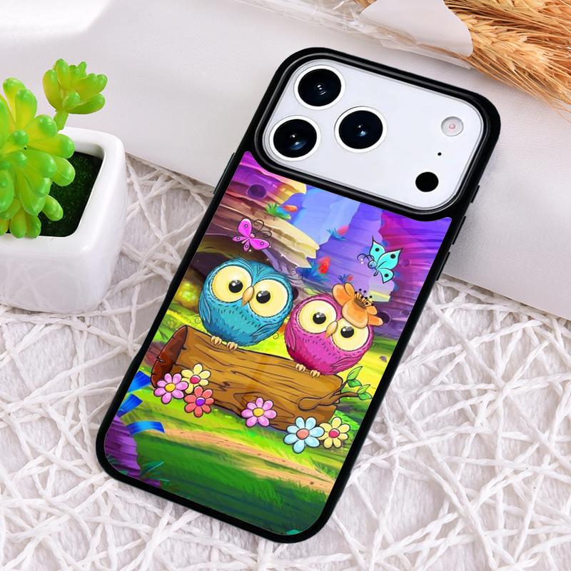 Cute Cartoon Owl Phone Case for iPhone 17 Air 16 15 11 12 14 13 Pro Max Shockproof Cover