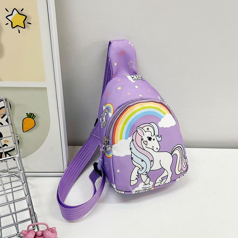 Kids' Rainbow Unicorn & Dinosaur Print Crossbody Bag for Outings