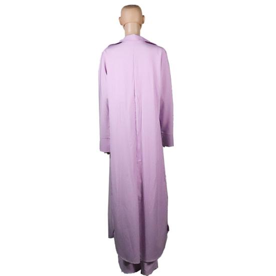 Set 3 Pezzi/Set Top Pantaloni Cappotto Donna Colore Unico Scollo a V Profondo Corto