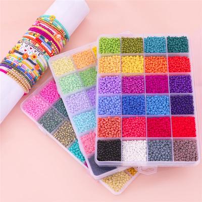 Set di Perline di Riso in Vetro a 24 Scomparti: Perline monocolore da 3 mm per braccialetti di perline fai-da-te, collane e accessori per gioielli