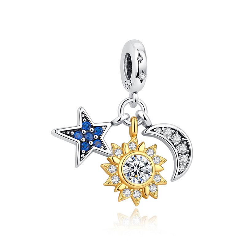 925 Silver Charm Love Star Moon Sun Spaceman Pendant Beads Charms Fit Original Bracelets Necklaces Jewelry For Women