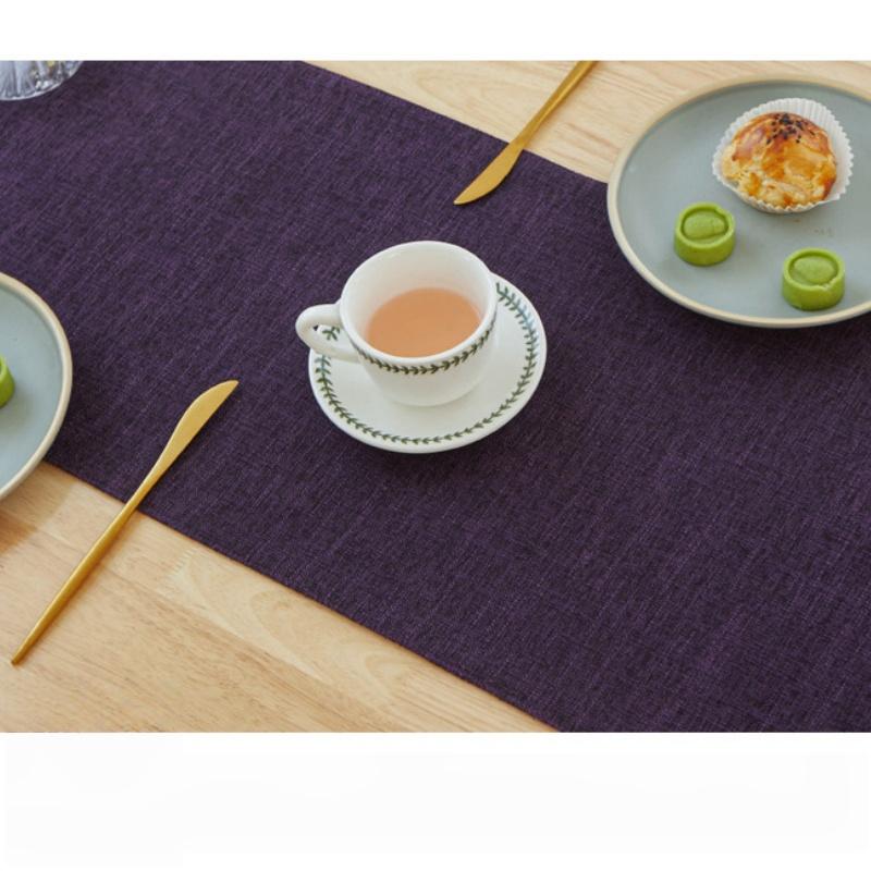 1pc Solid Color Quality Linen Table Runner Simple Modern Rectangular Household Table Multicolor Table Cloth Bed Flag 30X210cm