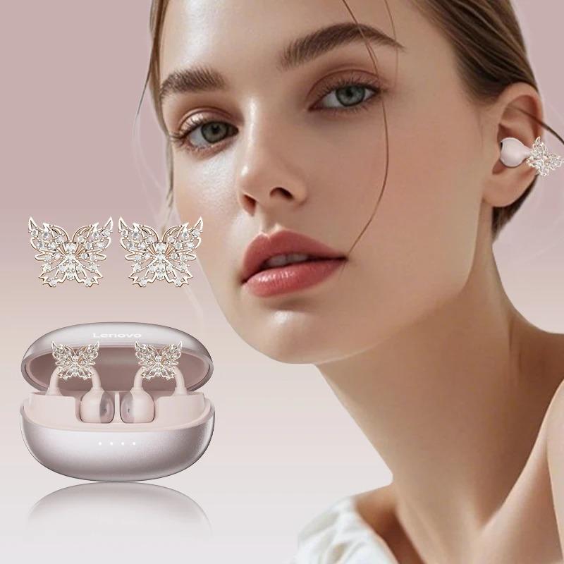 Original Lenovo LK6 Wireless Bluetooth 5.4 Ear Clip Headphone HIFI Sound Quality ENC Noise Reduction Earphones Long Endurance Earsets