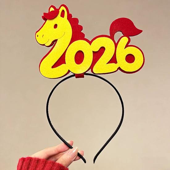 1/3Pcs 2026 New Year Headband Red Horse Headband Festive Spring Festival Party Hairband Holiday Selfie Prop