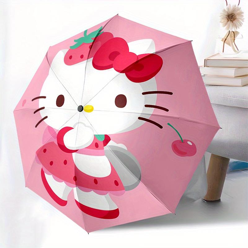 Hello Kitty,Strawberry Theme Automatic Umbrella-Foldable, Durable 8-Bone Design, Compact and Stylish, Great for Camping, Halloween, Christma