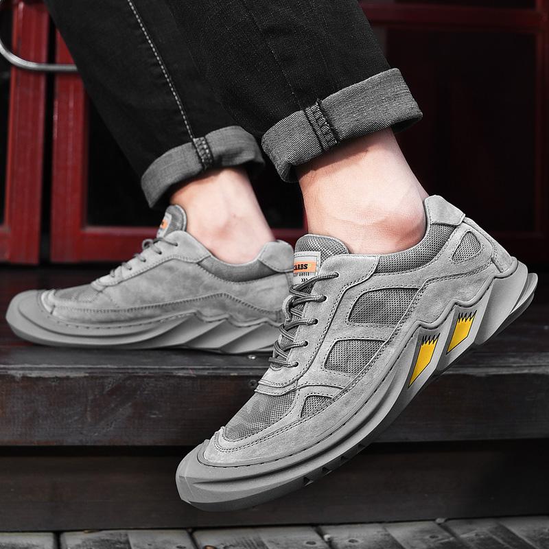 Luxury Genuine Leather Men's Hiking Casual Sneakers Sports Shoes Flat Shoes Handmade Breathable Non-slip Wear-resistant Holiday