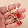 Aihua Elegant Brand Design Red Lips Highheels Perfume Lipsticks Keychains For Women Girls Handbag Pendant Keyrings Jewelry Gift