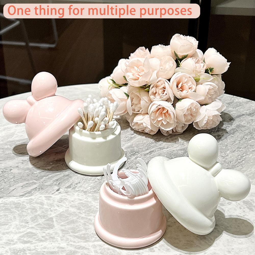 Creative Toothpick Box, High-end Ceramic Personalized and Cute Cotton Swab Box Tube for Home Use, Dental Floss Storage Box