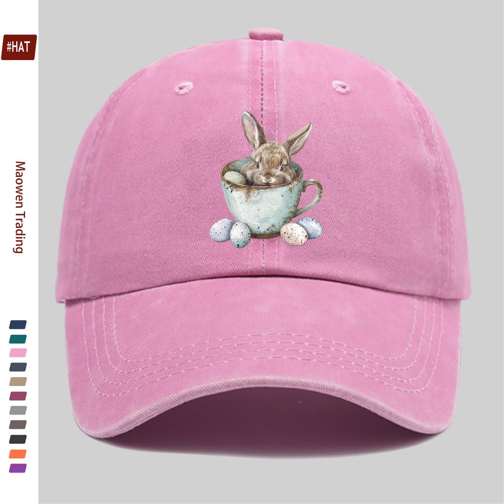 Pc Women Bunny Rabbit Trucker Hat Adjustable Buckle Closure Lightweight Vintage with Rabbit Print EasterThemed Suitable Fo