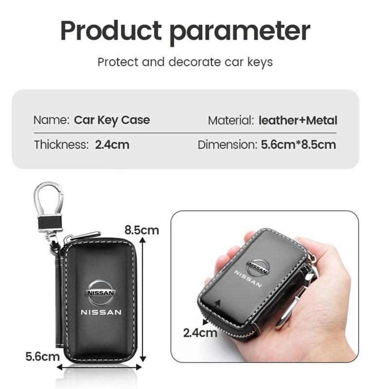 Car Key Case Leather Wallets Housekeeper Covers Zipper Bag For Nissan J10 X-Trail Qashqai Juke Leaf Micra NOTE Patrol Pulsar