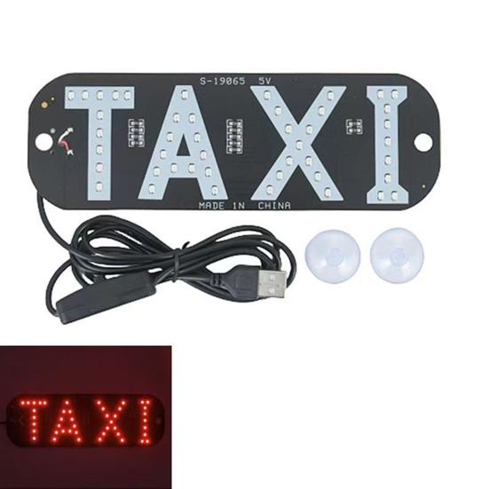 LED Indicator Light Waterproof Taxi Sign Lamp with USB Power Car Windshield Light Stickers for Ride-Hailing Cars Grab Taxi