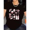 Unisex Zwart Wit Wijn Bloemenprint T-shirt Wijn Druiven Ontwerp Zacht Duurzaam Ronde Hals Korte Mouw Alle Seizoenen Casual Restaurant Dagelijkse Top