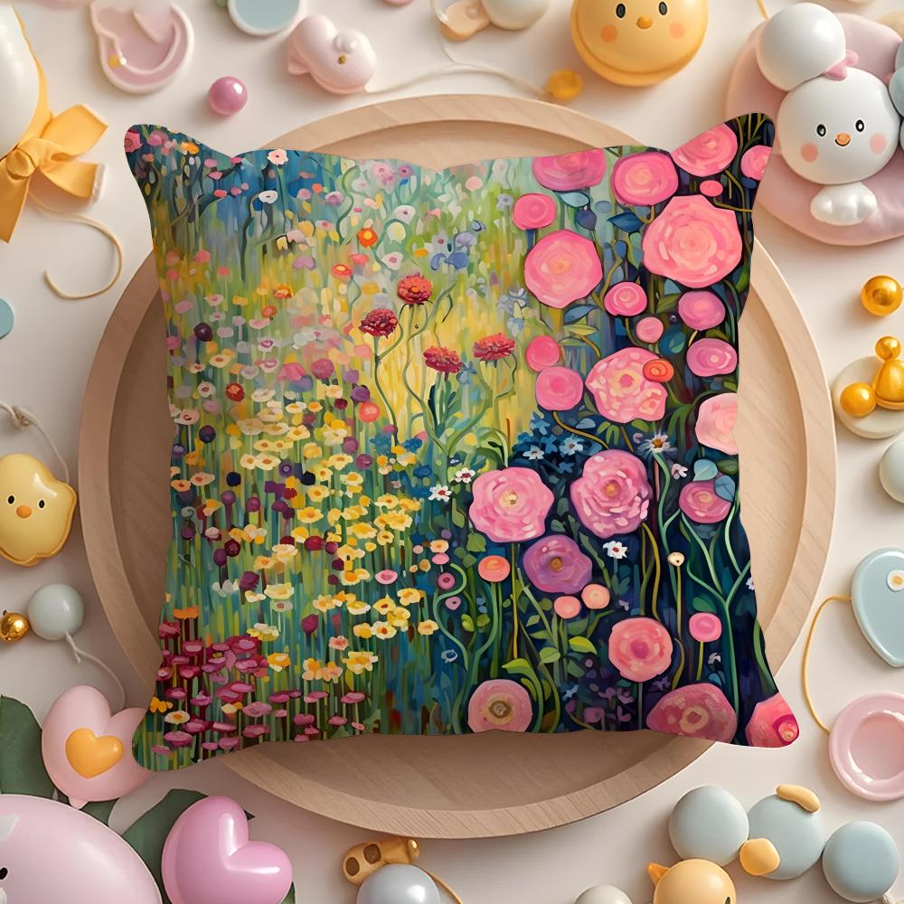 Midsummer Nights Flowers Cushion Cover Short Plush DoubleSided Printing Home Machine Washable in Warm Winter Pillow Cover