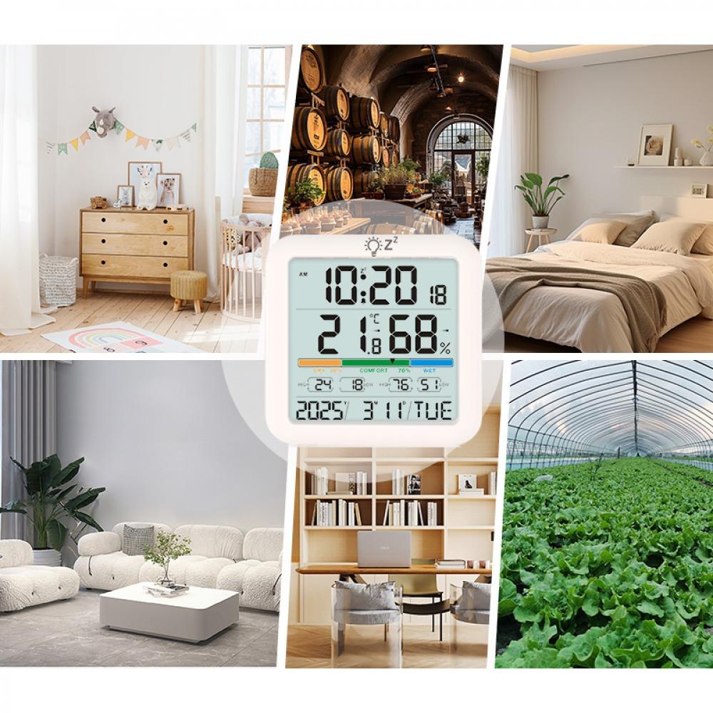 Backlit Large Digital Display Thermometer Hygrometer With Alarm Calendar Function Humidity Meter ℃/℉ Switching Temperature Gauge