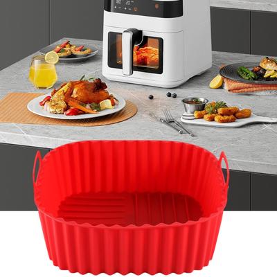 Silikon Heißluftfritteusen-Einlage Silikon Backform Quadratische Heißluftfritteusenplatte Antihaft-Backblech Zum Kochen Braten Grillen Pizza