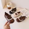 Girls' Soft-Soled Leather Princess Shoes with Pearls and Lace - Spring/Summer 2026
