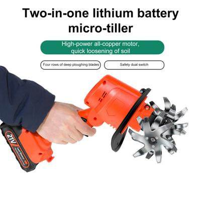 Cordless Mini Tiller Cultivator Sharp Blades High Speed Ergonomic Design Portable Battery Powered Electric Garden Tiller