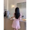 Summer new style drawstring short-sleeved square collar fashion sweet dress women