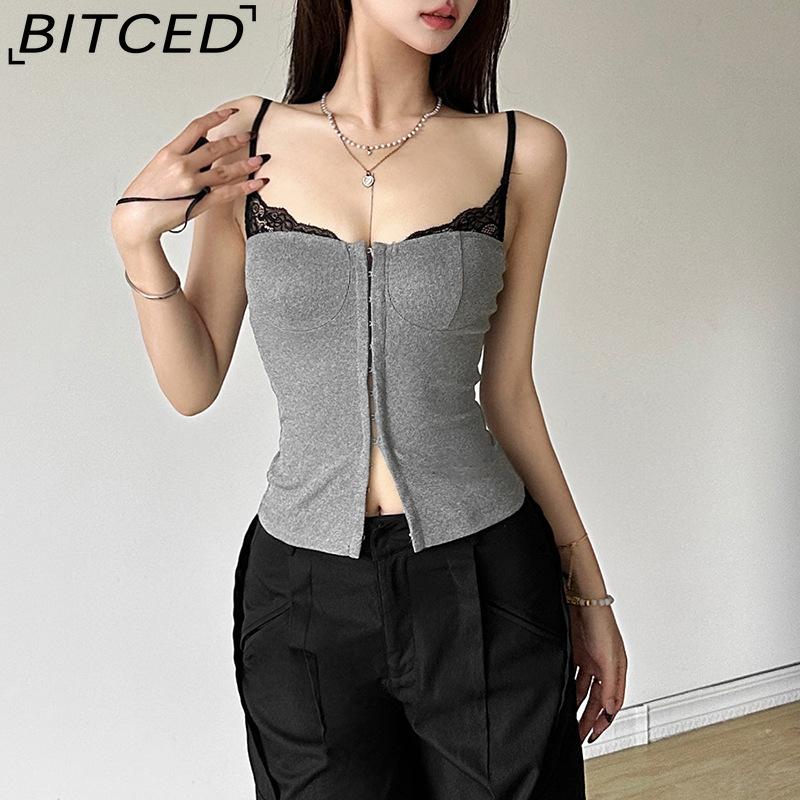 BITCED Summer Women's Solid-Colour Slim-Fit Streetwear Fashion Halter Neck Sexy Backless Tank Top