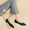 Pointed Toe Shallow Mouth Fabric Flat Bottom Women's Solid Knitted Soft Bottom Large Shoes Size 34-43