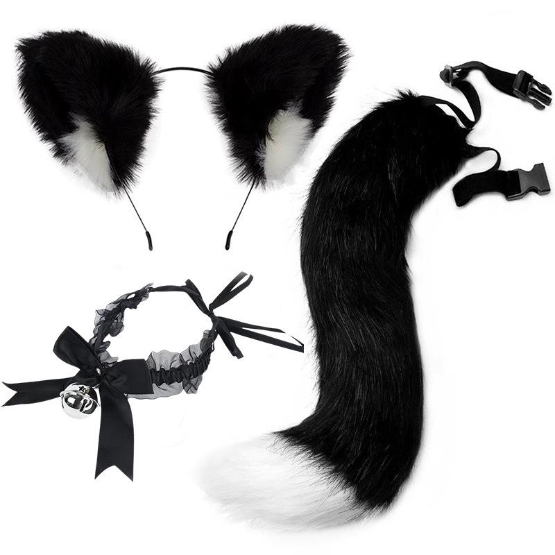 Handmade Cat Ears & Tail Set: Cute Cosplay Hair Accessories for Catgirl