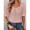 IHUASU Women's Fashion Casual Short Sleeve O-Neck Blouses & Shirts