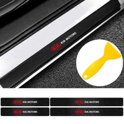 4Pcs Car Door Carbon Fiber Sill Scuff Plate Decoration Sticker For Rio Picanto Sportage Niro Morning Ceed ProCeed Optima
