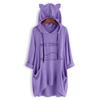 Women Casual Lying Cat Printed Long Sleeve Cat Ear Hooded Sweatshirt Pocket Tops