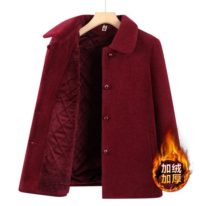 Middle-aged Elderly Winter Woolen Coat Grandma Autumn and Winter Plush Top Elderly Mother Thickened Clothes Fashion