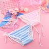 Japanese Anime Lolita Soft Girl Blue & White Striped Tie-Up Panties (C008-2)