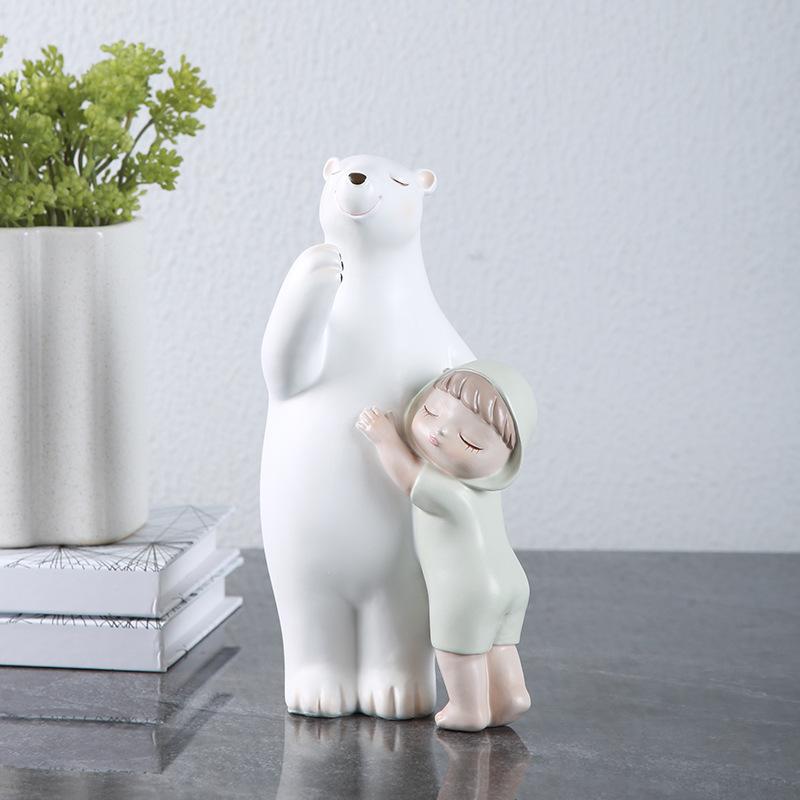 European Creative Polar Bear Ornaments Bear Hug Children Home Entrance Room Living Room Decoration Resin Craft Ornaments
