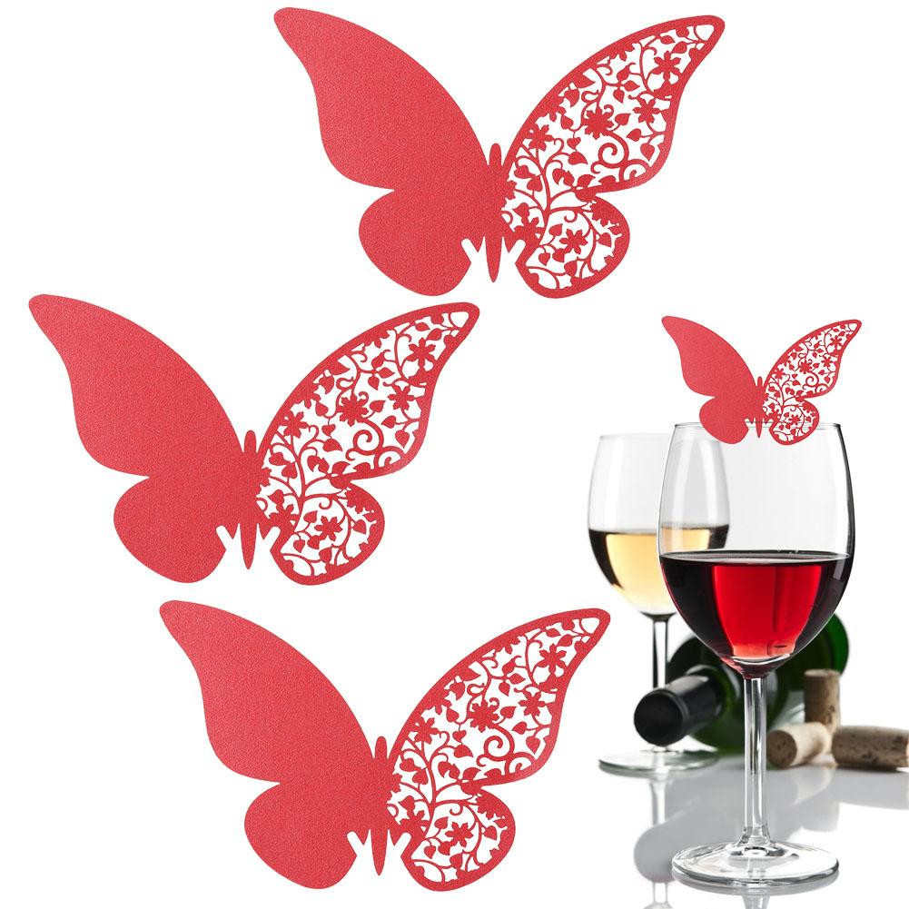 20pcs   Shape Wedding Hollow Name Place Cards For Wine Glass Table Decoration(White)